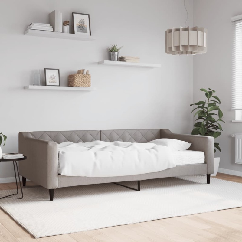 vidaXL Tagesbett mit Matratze Taupe 100x200 cm Stoff vidaXL Tagesbett mit Matratze Taupe 100x200 cm Stoff