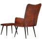Ohrensessel mit Hocker Braun Echtleder Ohrensessel mit Hocker Braun Echtleder