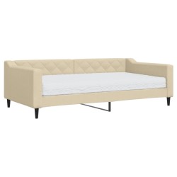 vidaXL Tagesbett mit Matratze Creme 100x200 cm Stoff
