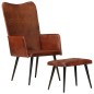 Ohrensessel mit Hocker Braun Echtleder Ohrensessel mit Hocker Braun Echtleder
