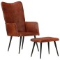 Ohrensessel mit Hocker Braun Echtleder Ohrensessel mit Hocker Braun Echtleder