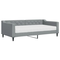 vidaXL Tagesbett mit Matratze Hellgrau 90x190 cm Stoff