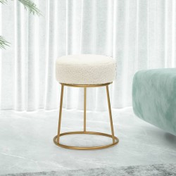 Runder Hocker Weiß Vlies