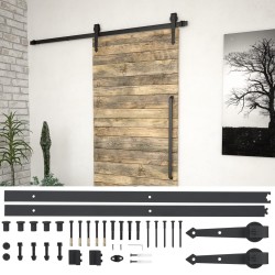 vidaXL Schiebetür-Beschlagsatz 183 cm Stahl Schwarz  