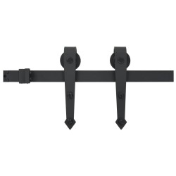 vidaXL Schiebetür-Beschlagsatz 183 cm Stahl Schwarz  