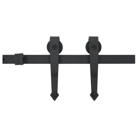 vidaXL Schiebetür-Beschlagsatz 183 cm Stahl Schwarz  
