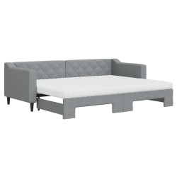 vidaXL Tagesbett Ausziehbar mit Matratze Hellgrau 80x200 cm Stoff