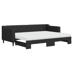 vidaXL Tagesbett Ausziehbar mit Matratzen Schwarz 80x200 cm Stoff