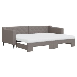 vidaXL Tagesbett Ausziehbar mit Matratzen Taupe 80x200 cm Stoff