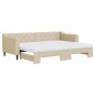 vidaXL Tagesbett Ausziehbar mit Matratzen Creme 80x200 cm Stoff vidaXL Tagesbett Ausziehbar mit Matratzen Creme 80x200 cm Stoff