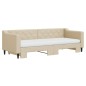 vidaXL Tagesbett Ausziehbar mit Matratzen Creme 80x200 cm Stoff vidaXL Tagesbett Ausziehbar mit Matratzen Creme 80x200 cm Stoff