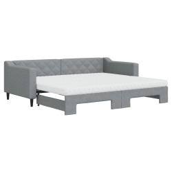 vidaXL Tagesbett Ausziehbar mit Matratze Hellgrau 90x200 cm Stoff