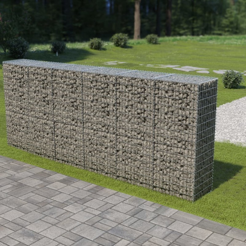 vidaXL Gabionenwand mit Abdeckung Verzinkter Stahl 300×50×150 cm vidaXL Gabionenwand mit Abdeckung Verzinkter Stahl 300×50×150 cm