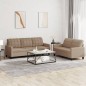 vidaXL 2-tlg. Sofagarnitur mit Kissen Cappuccino-Braun Kunstleder vidaXL 2-tlg. Sofagarnitur mit Kissen Cappuccino-Braun Kunstleder
