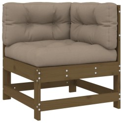 vidaXL Ecksofa mit Kissen Honigbraun Massivholz Kiefer