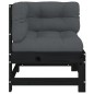 vidaXL Ecksofa mit Kissen Schwarz Massivholz Kiefer vidaXL Ecksofa mit Kissen Schwarz Massivholz Kiefer