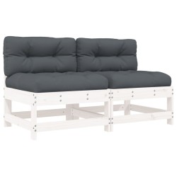 vidaXL Mittelsofas mit Kissen 2 Stk. Weiß Massivholz Kiefer