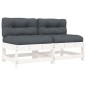 vidaXL Mittelsofas mit Kissen 2 Stk. Weiß Massivholz Kiefer vidaXL Mittelsofas mit Kissen 2 Stk. Weiß Massivholz Kiefer