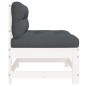 vidaXL Mittelsofas mit Kissen 2 Stk. Weiß Massivholz Kiefer vidaXL Mittelsofas mit Kissen 2 Stk. Weiß Massivholz Kiefer