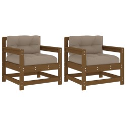 vidaXL Gartenstühle mit Kissen 2 Stk. Honigbraun Massivholz Kiefer