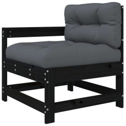 vidaXL Gartenstuhl mit Kissen Schwarz Massivholz Kiefer