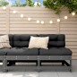 vidaXL Mittelsofas mit Kissen 2 Stk. Grau Massivholz Kiefer vidaXL Mittelsofas mit Kissen 2 Stk. Grau Massivholz Kiefer