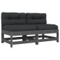 vidaXL Mittelsofas mit Kissen 2 Stk. Grau Massivholz Kiefer vidaXL Mittelsofas mit Kissen 2 Stk. Grau Massivholz Kiefer