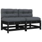 vidaXL Mittelsofas mit Kissen 2 Stk. Schwarz Massivholz Kiefer vidaXL Mittelsofas mit Kissen 2 Stk. Schwarz Massivholz Kiefer