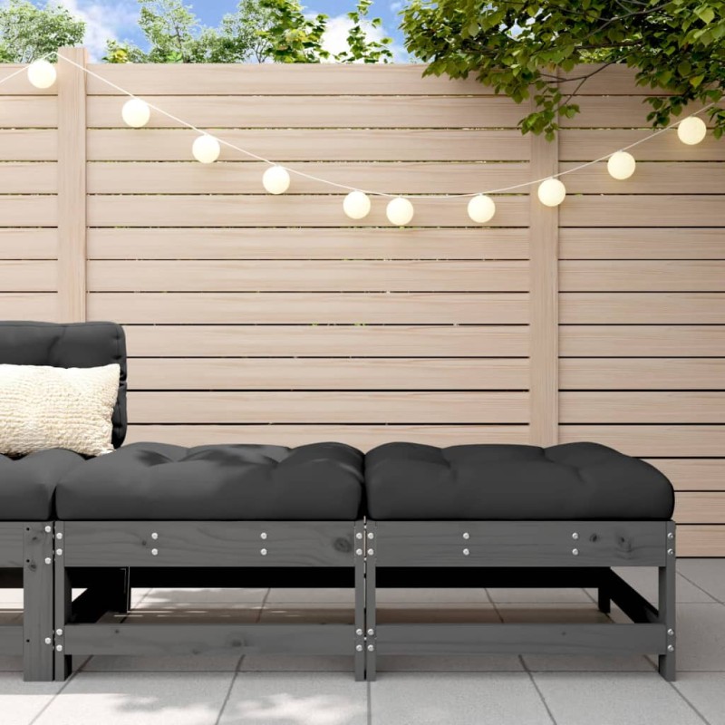 vidaXL Gartenhocker mit Kissen 2 Stk. Grau Massivholz Kiefer vidaXL Gartenhocker mit Kissen 2 Stk. Grau Massivholz Kiefer