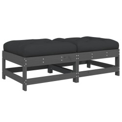 vidaXL Gartenhocker mit Kissen 2 Stk. Grau Massivholz Kiefer