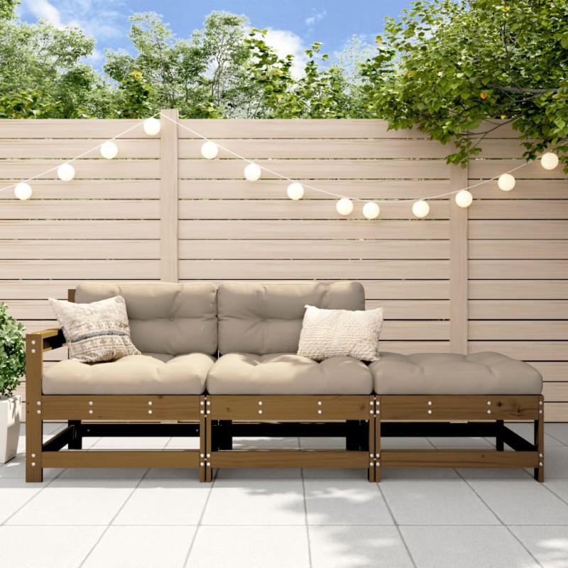 vidaXL 3-tlg. Garten-Lounge-Set mit Kissen Honigbraun Massivholz vidaXL 3-tlg. Garten-Lounge-Set mit Kissen Honigbraun Massivholz