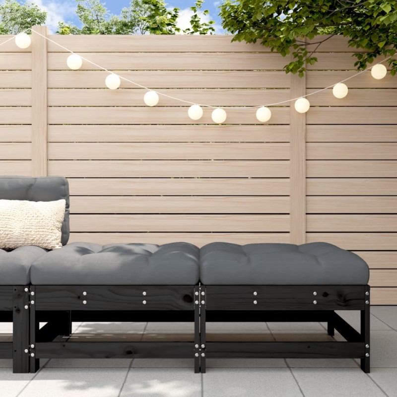 vidaXL Gartenhocker mit Kissen 2 Stk. Schwarz Massivholz Kiefer vidaXL Gartenhocker mit Kissen 2 Stk. Schwarz Massivholz Kiefer
