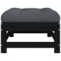 vidaXL Gartenhocker mit Kissen 2 Stk. Schwarz Massivholz Kiefer vidaXL Gartenhocker mit Kissen 2 Stk. Schwarz Massivholz Kiefer
