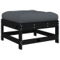 vidaXL Gartenhocker mit Kissen 2 Stk. Schwarz Massivholz Kiefer vidaXL Gartenhocker mit Kissen 2 Stk. Schwarz Massivholz Kiefer