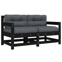 vidaXL Gartenstühle mit Kissen 2 Stk. Schwarz Massivholz Kiefer