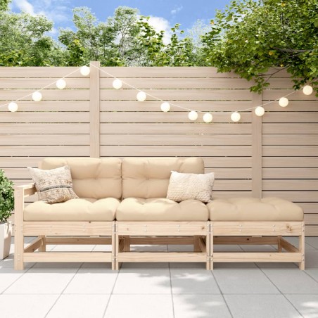 vidaXL 3-tlg. Garten-Lounge-Set mit Kissen Massivholz