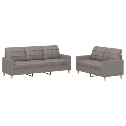 vidaXL 2-tlg. Sofagarnitur mit Kissen Taupe Stoff