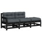 vidaXL 3-tlg. Garten-Lounge-Set mit Kissen Schwarz Massivholz vidaXL 3-tlg. Garten-Lounge-Set mit Kissen Schwarz Massivholz