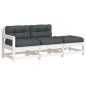 vidaXL 3-tlg. Garten-Lounge-Set mit Kissen Weiß Massivholz vidaXL 3-tlg. Garten-Lounge-Set mit Kissen Weiß Massivholz