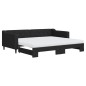 vidaXL Tagesbett Ausziehbar mit Matratzen Schwarz 90x200 cm Stoff vidaXL Tagesbett Ausziehbar mit Matratzen Schwarz 90x200 cm Stoff