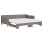 vidaXL Tagesbett Ausziehbar mit Matratzen Taupe 90x200 cm Stoff vidaXL Tagesbett Ausziehbar mit Matratzen Taupe 90x200 cm Stoff