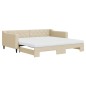 vidaXL Tagesbett Ausziehbar mit Matratzen Creme 100x200 cm Stoff vidaXL Tagesbett Ausziehbar mit Matratzen Creme 100x200 cm Stoff