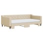 vidaXL Tagesbett Ausziehbar mit Matratzen Creme 100x200 cm Stoff vidaXL Tagesbett Ausziehbar mit Matratzen Creme 100x200 cm Stoff