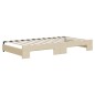 vidaXL Tagesbett Ausziehbar mit Matratzen Creme 100x200 cm Stoff vidaXL Tagesbett Ausziehbar mit Matratzen Creme 100x200 cm Stoff