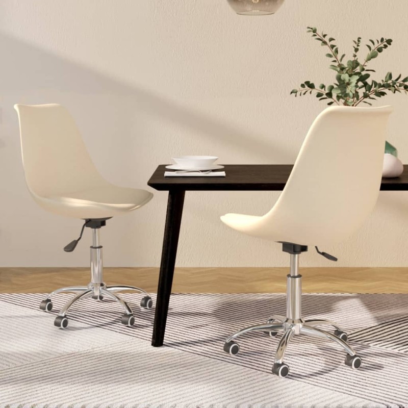 Esszimmerstühle 2 Stk. Drehbar Creme Stoff Esszimmerstühle 2 Stk. Drehbar Creme Stoff