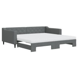 vidaXL Tagesbett Ausziehbar mit Matratzen Dunkelgrau 100x200 cm Stoff