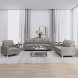 vidaXL 3-tlg. Sofagarnitur mit Kissen Taupe Stoff