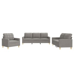 vidaXL 3-tlg. Sofagarnitur mit Kissen Taupe Stoff