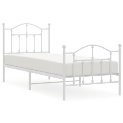 vidaXL Bettgestell mit Kopf- und Fußteil Metall Weiß 90x200 cm