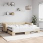 vidaXL Tagesbett Ausziehbar mit Matratzen Creme 90x200 cm Stoff vidaXL Tagesbett Ausziehbar mit Matratzen Creme 90x200 cm Stoff